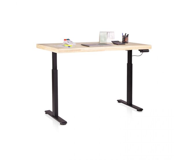 Mesa de estudio elevable en negro y roble 140x76-126 cm Motion Negro - Roble 140 x 126 x 70 cm
