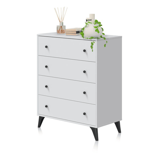 Cómoda Iconic Blanco Artik (Blanco Mate) - Negro 77,5 x 95 x 40 cm
