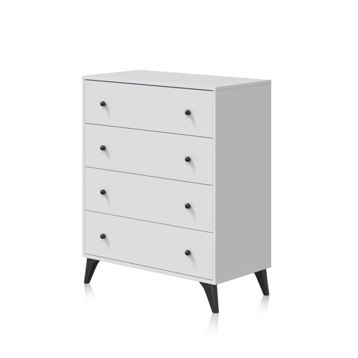 Cómoda Iconic Blanco Artik (Blanco Mate) - Negro 77,5 x 95 x 40 cm