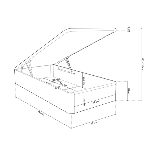 Sommier rebatÃvel de luxo 3D Branco 90x190 cm Sommier rebatÃvel de luxo 3D Branco 90x190 cm