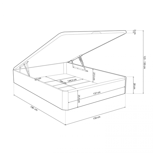 Sommier rebatível de luxo 3D Branco 150x190 cm
