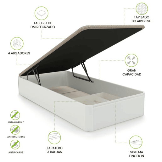 Sommier rebatÃvel Luxury Plus 3D Branco 90x190 cm Sommier rebatÃvel Luxury Plus 3D Branco 90x190 cm