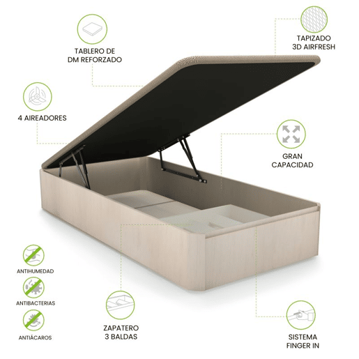 Sommier rebatível Luxury Plus 3D Ártico 90x190 cm