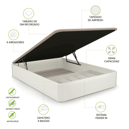 Sommier rebatÃvel Luxury Plus 3D Branco 135x190 cm Sommier rebatÃvel Luxury Plus 3D Branco 135x190 cm