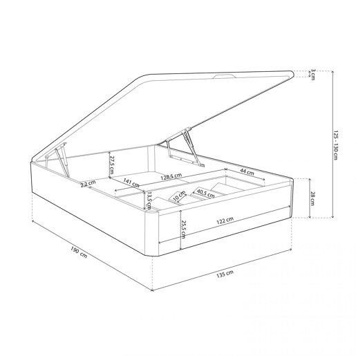 Sommier rebatível Luxury Plus 3D Ártico 135x190 cm
