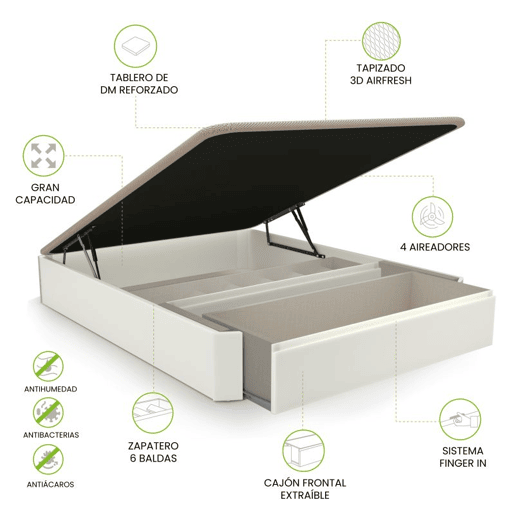 Sommier rebatÃvel luxo S-Max 3D Branco 150x190 cm Sommier rebatÃvel luxo S-Max 3D Branco 150x190 cm