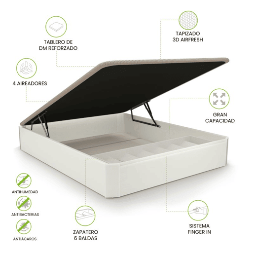 Sommier rebatÃvel Luxury Plus 3D Branco 150x190 cm Sommier rebatÃvel Luxury Plus 3D Branco 150x190 cm