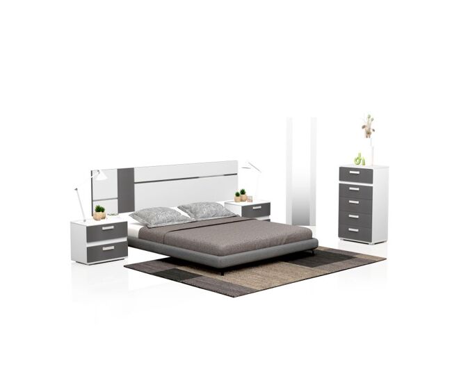 Dormitorio compuesto por 5 piezas en blanco y grafito ataneq air 5c blanco - grafito x x cm