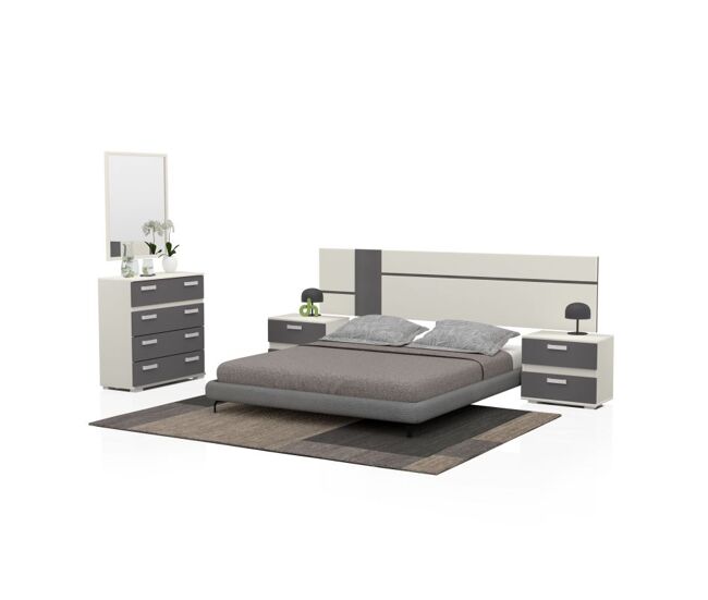Dormitorio compuesto por 5 piezas en blanco y grafito ataneq air 4c blanco - grafito x x cm