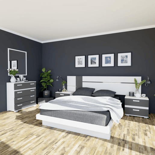 Quarto de dormir Ataneq Air 4C Branco - Grafite x x cm