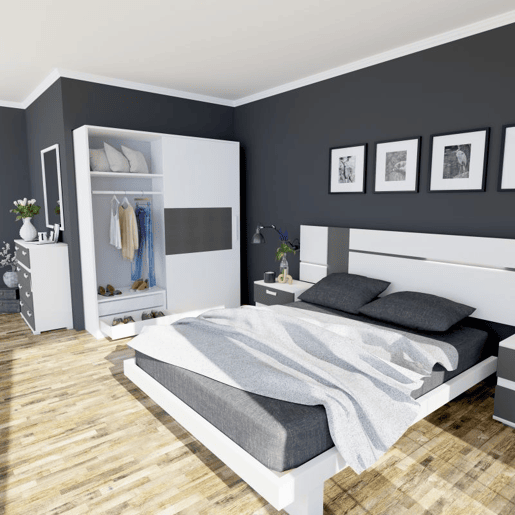 Quarto Ataneq Air 4C Plus Branco - Grafite x x cm Quarto Ataneq Air 4C Plus Branco - Grafite x x cm