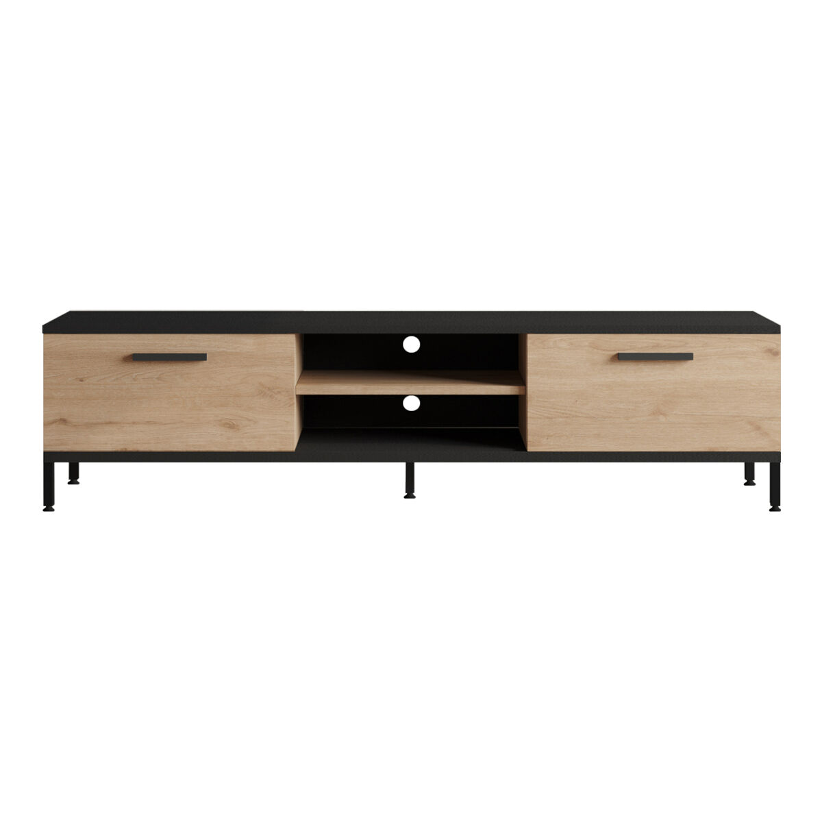 Mueble TV Lempäälä con 2 estantes y 2 puertas aglomerado/metal 160