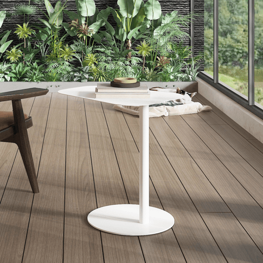 Mesa de apoio Nastätten trapezoidal interiorexterior em metal 50 x 50 x 38 cm - Branco en.casa