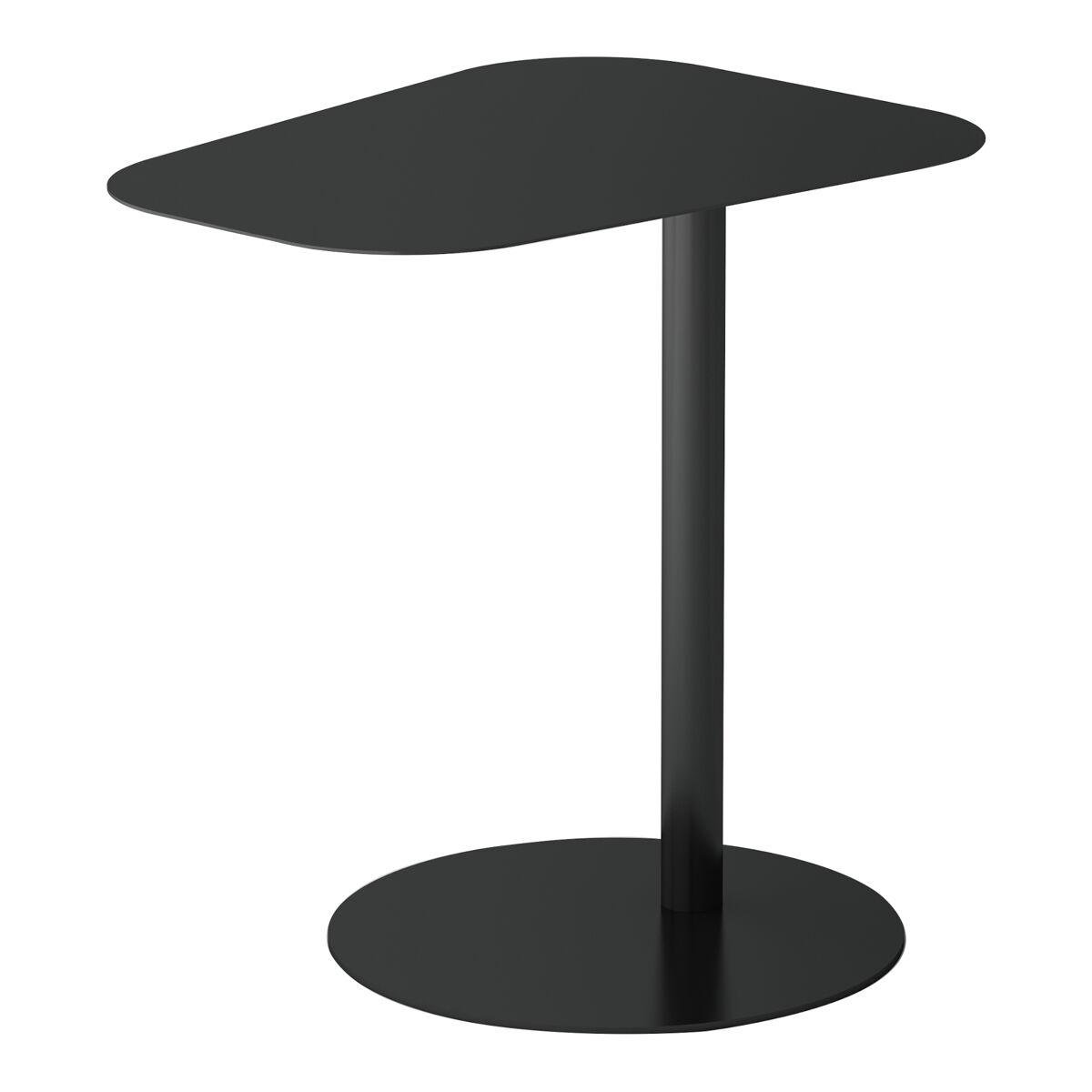 Mesa auxiliar nastätten trapezoidal interior/exterior metal 50 x 50 x 38 cm - negro mate [en.casa]