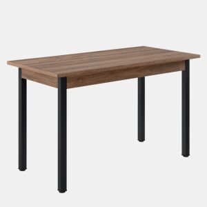 Mesa de jantar  secretária Den Haag para 4 cadeiras MDF e aço 120 x 60 x 75 cm Efeito nogueira e preto en.casa