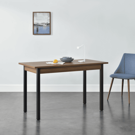 Mesa de jantar  secretária Den Haag para 4 cadeiras MDF e aço 120 x 60 x 75 cm Efeito nogueira e preto en.casa