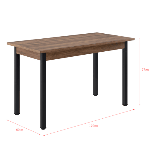 Mesa de jantar  secretária Den Haag para 4 cadeiras MDF e aço 120 x 60 x 75 cm Efeito nogueira e preto en.casa