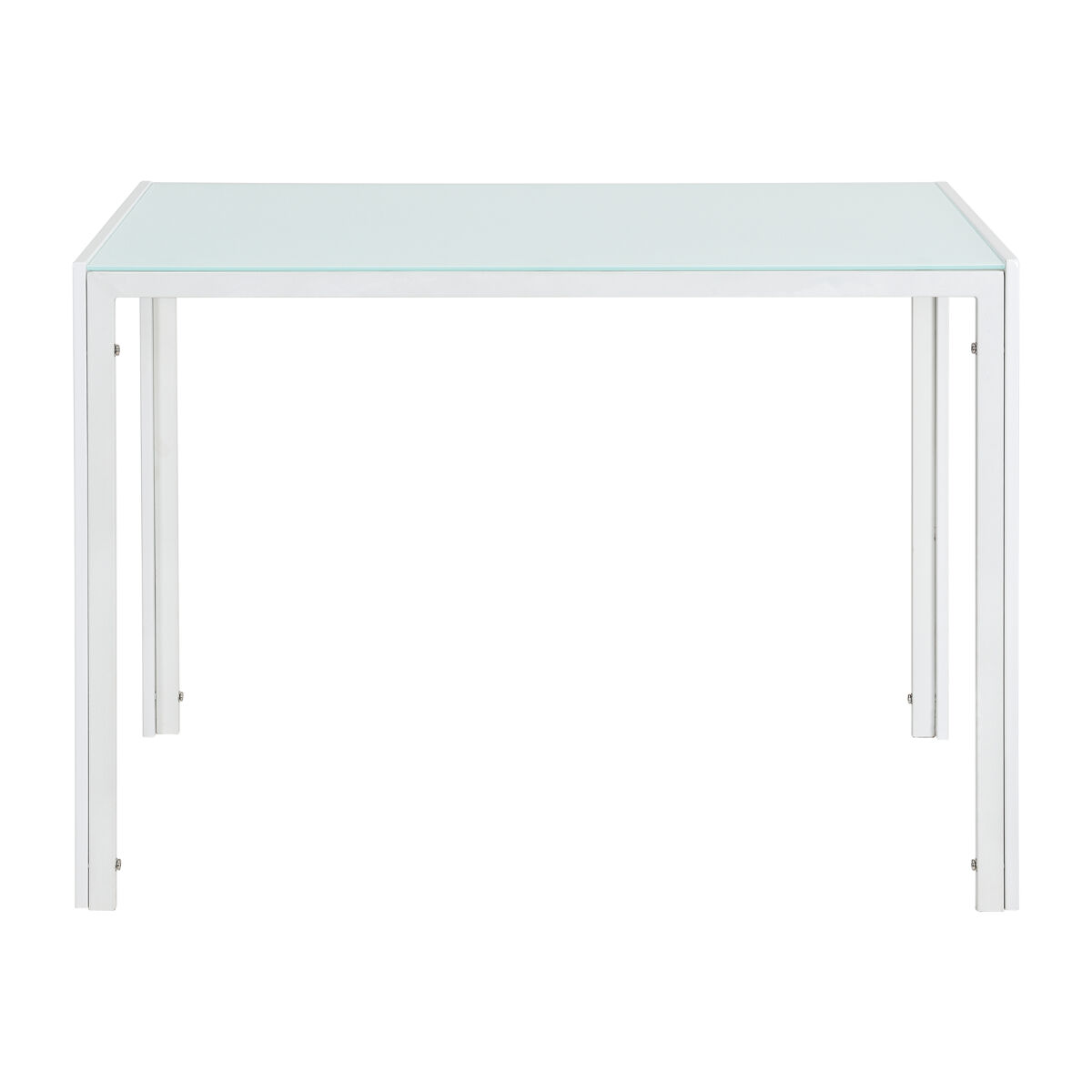 Mesa de comedor eschede con tablero de vidrio para 4 personas metal 105 x 60 x 75 cm - blanco [en.casa]