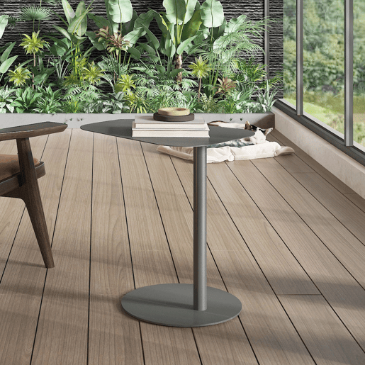 Mesa de apoio Nastätten trapezoidal interiorexterior em metal 50 x 50 x 38 cm - Cinzento mate en.casa Mesa de apoio Nastätten trapezoidal interiorexterior em metal 50 x 50 x 38 cm - Cinzento mate en.casa