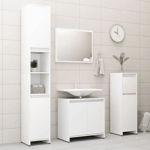 vidaXL Conjunto de móveis de casa de banho contraplacado branco vidaXL Conjunto de móveis de casa de banho contraplacado branco