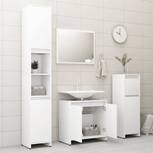 vidaXL Conjunto de móveis de casa de banho contraplacado branco vidaXL Conjunto de móveis de casa de banho contraplacado branco