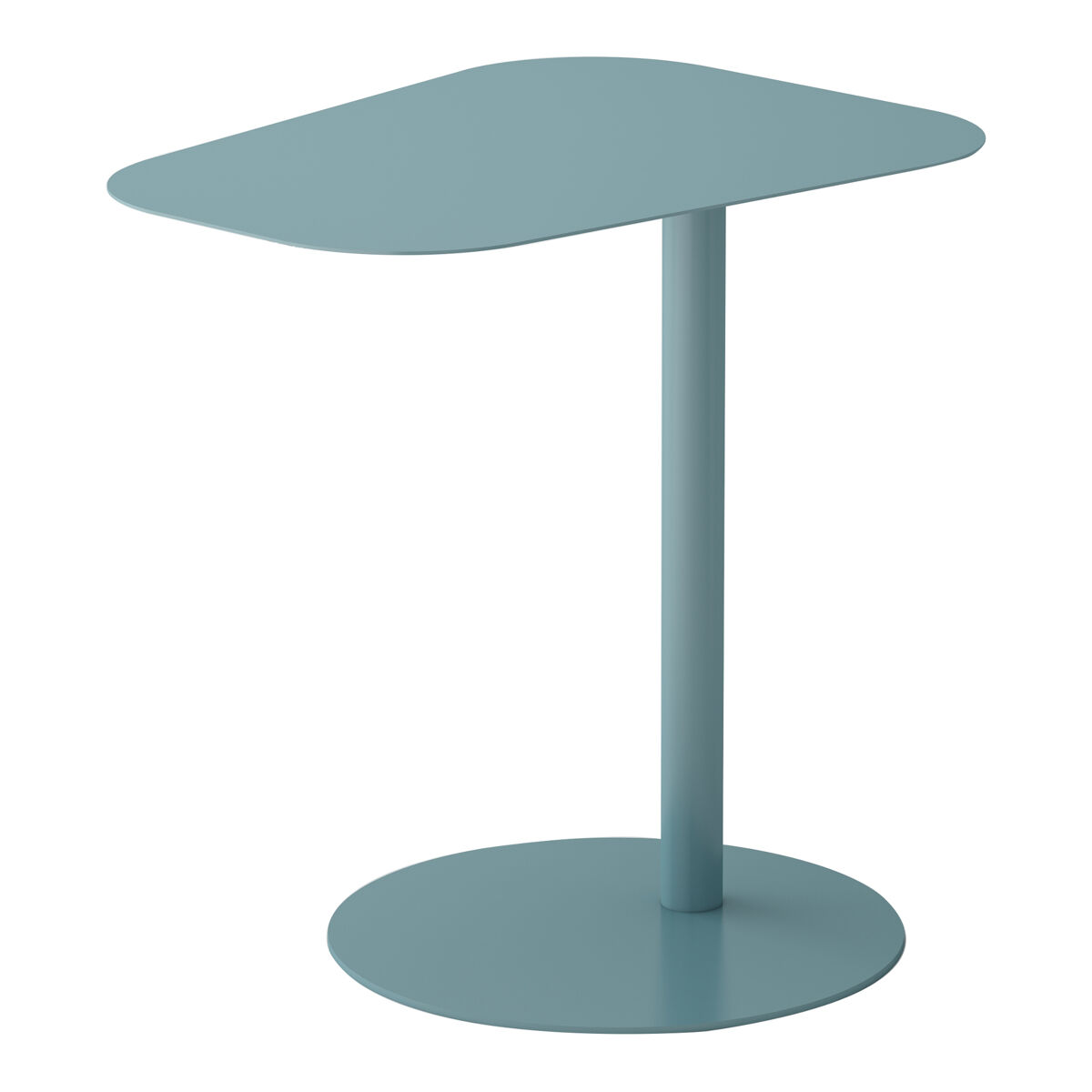 Mesa auxiliar nastätten trapezoidal interior/exterior metal 50 x 50 x 38 cm - azul mate [en.casa]