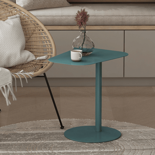 Mesa de apoio Nastätten trapezoidal interiorexterior em metal 50 x 50 x 38 cm - Azul mate en.casa