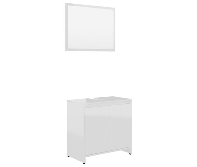 Vidaxl conjunto de muebles de baño madera contrachapada blanco brillo