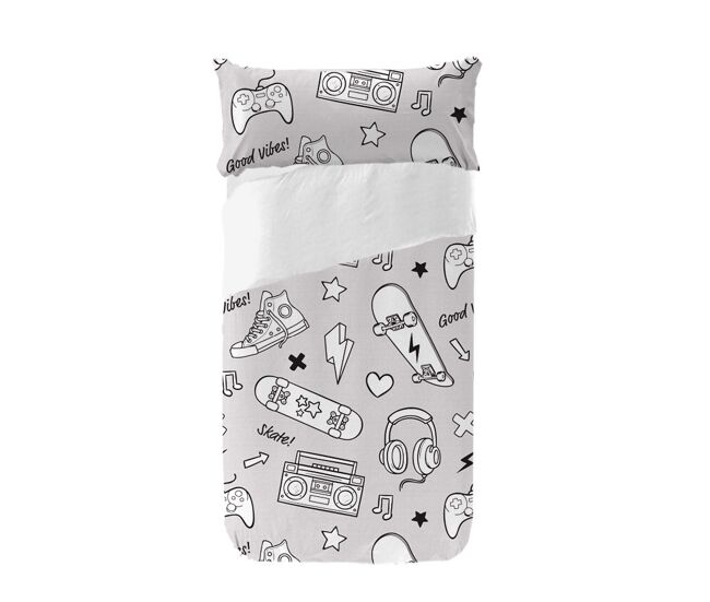 Juego de funda nórdica infantil skates skates - gris - cama150 (240x270)