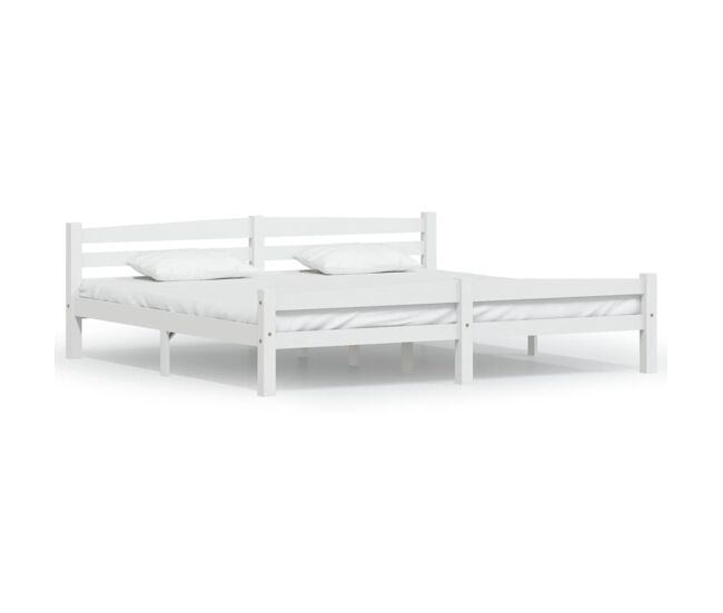 Vidaxl estructura de cama de madera maciza de pino blanca 200x200 cm