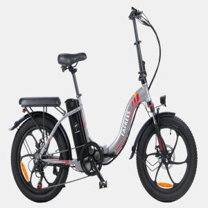 FAFREES F20: Bicicleta Elétrica com Motor de 250W, Bateria de 576WH e Autonomia de 70KM, Freios a Disco, Cor Cinza