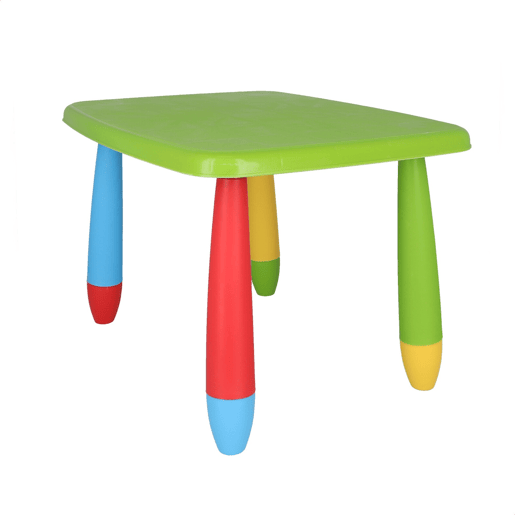 Mesa retangular verde para crianças, de plástico, C:73 cm x F:58 cm x A:48 cm
