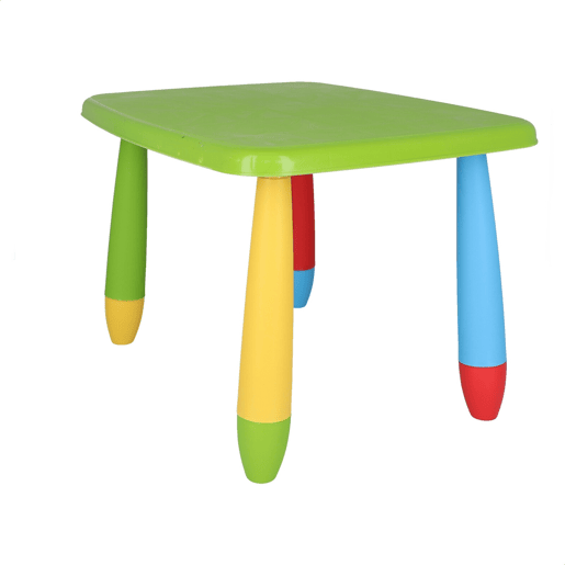 Mesa retangular verde para crianças, de plástico, C:73 cm x F:58 cm x A:48 cm