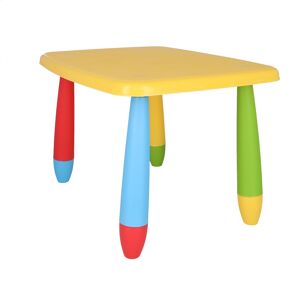 Mesa infantil retangular amarela, em plástico, C:73 cm x F:58 cm x A:48 cm