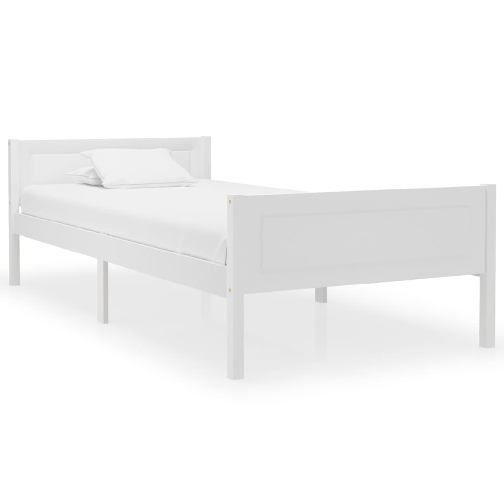 Vidaxl estructura de cama de madera maciza de pino blanca 90x200 cm