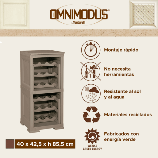2 prateleira de armazenamento modular com grade para 18 garrafas de Wengue