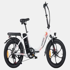 FAFREES F20: Bicicleta Elétrica com Motor de 250W, Bateria de 576WH e Autonomia de 70KM, Freios a Disco, Cor Branca