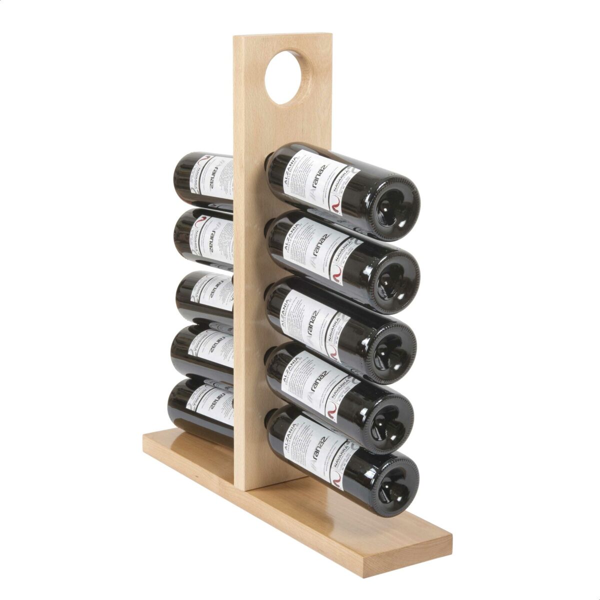 Botellero edif para 10 botellas, acabado sin barniz