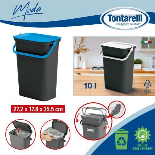 10L Papelera com ASA (Black Cube-Tapa Sapphir)