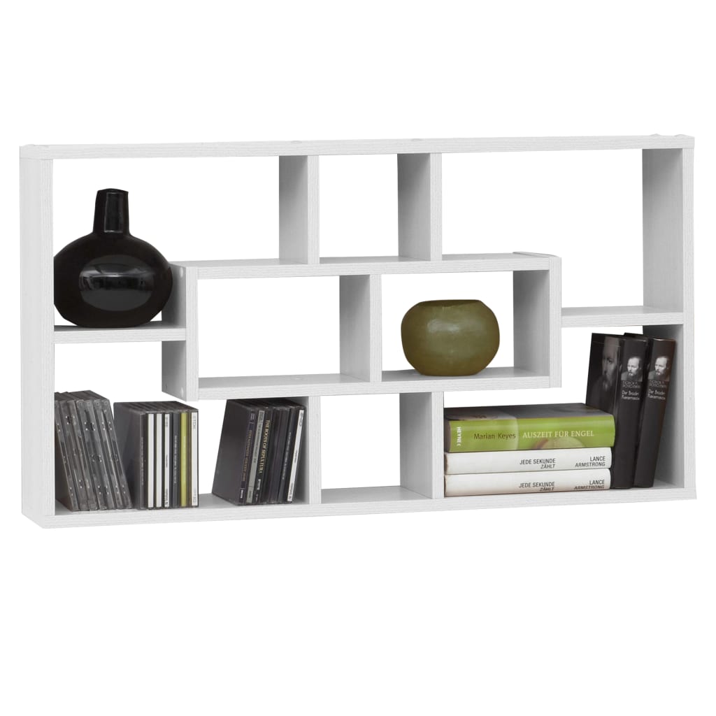 Fmd estantería de pared rectangular con 8 compartimentos blanca