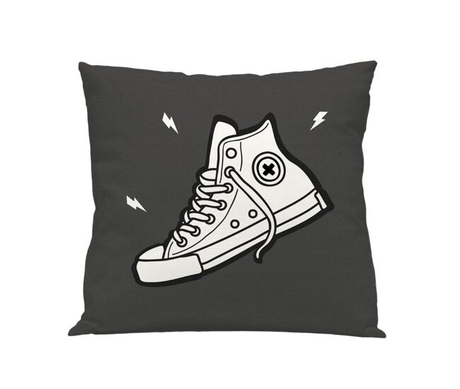 Funda cojín infantil zapatilla zapatilla - negro - 50x50