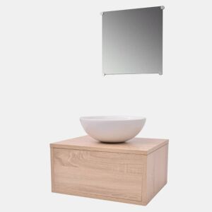 vidaXL Móveis casa de banho 3 pçs e conjunto de bacia bege