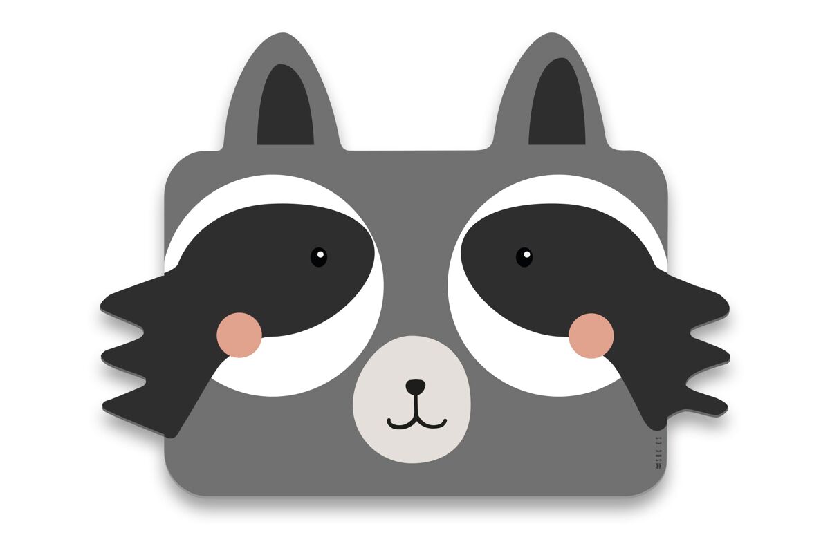 Mantel individual infantil mapache mapache - gris - 30x46 cm