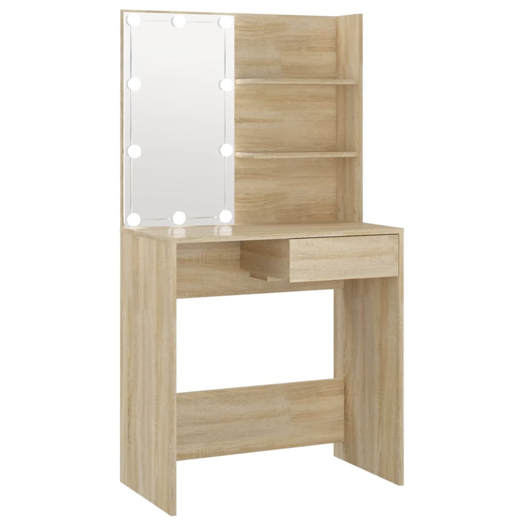 Vidaxl tocador con led color roble sonoma 74,5x40x141 cm