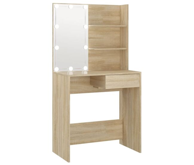 Vidaxl tocador con led color roble sonoma 74,5x40x141 cm