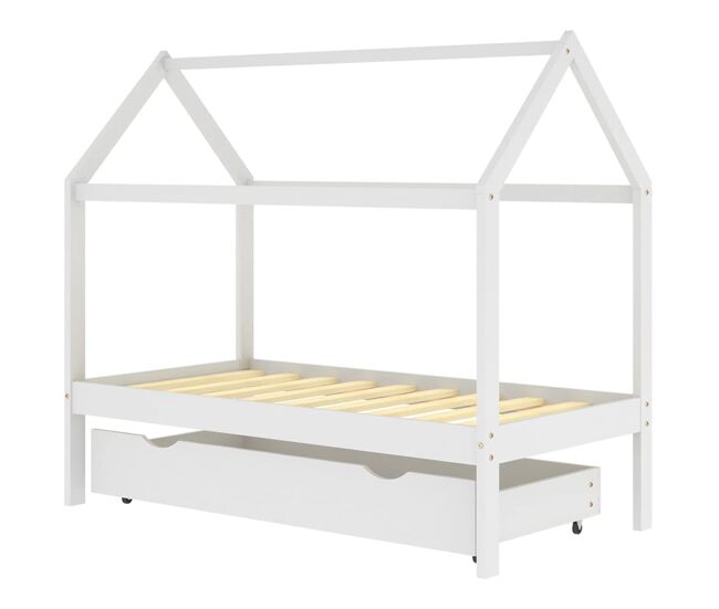 Vidaxl estructura cama niños con cajón madera pino blanco 80x160 cm