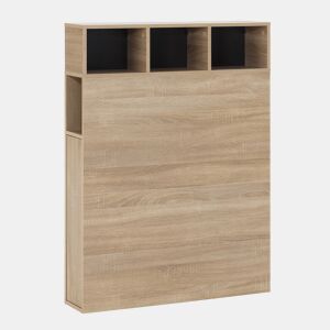 Cabeceira de cama Zeus 95 cm com armazenamento carvalho, 2 portas e 9 furos
