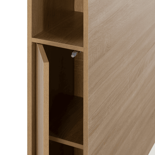 Cabeceira de cama Zeus 145 cm com armazenamento carvalho, 2 portas e 9 furos Cabeceira de cama Zeus 145 cm com armazenamento carvalho, 2 portas e 9 furos