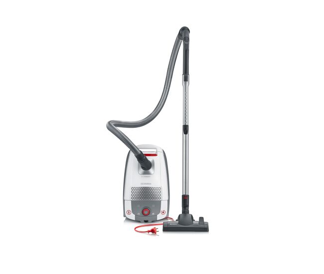 Severin - aspiradora de bolsa, 850 w, 4 litros, nivel de ruido 74 db a, filtración hepa 13, longitud del cable 6 m, incluye boquilla de parquet xl y 2 bolsas bc 7047