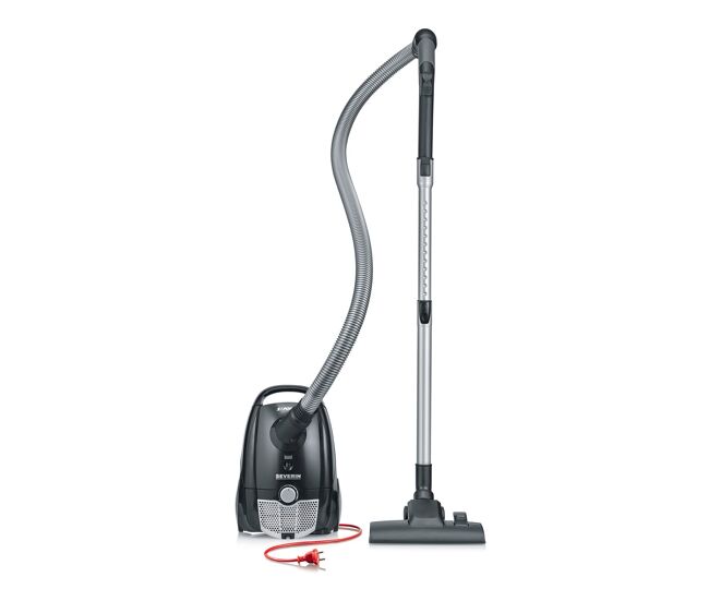 Severin - aspiradora con bolsa s'power, aspirador potente con prácticos accesorios, aspirador silencioso con ruedas de 360° para una gran movilidad, negro, bc 7030